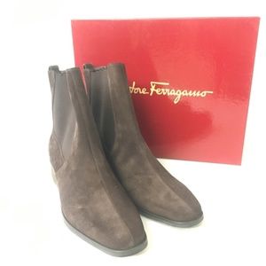 Salvatore Ferragamo  Garth Espresso brown suede ankle boots